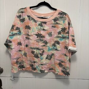 Old Navy Tropical Print Cropped T-Shirt